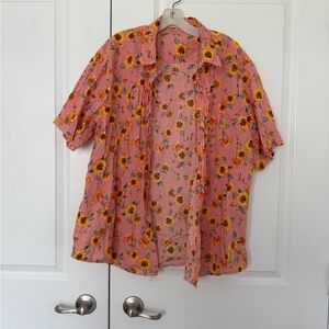 Men’s Vatpave Floral Striped Casual Button Down Shirt size xl